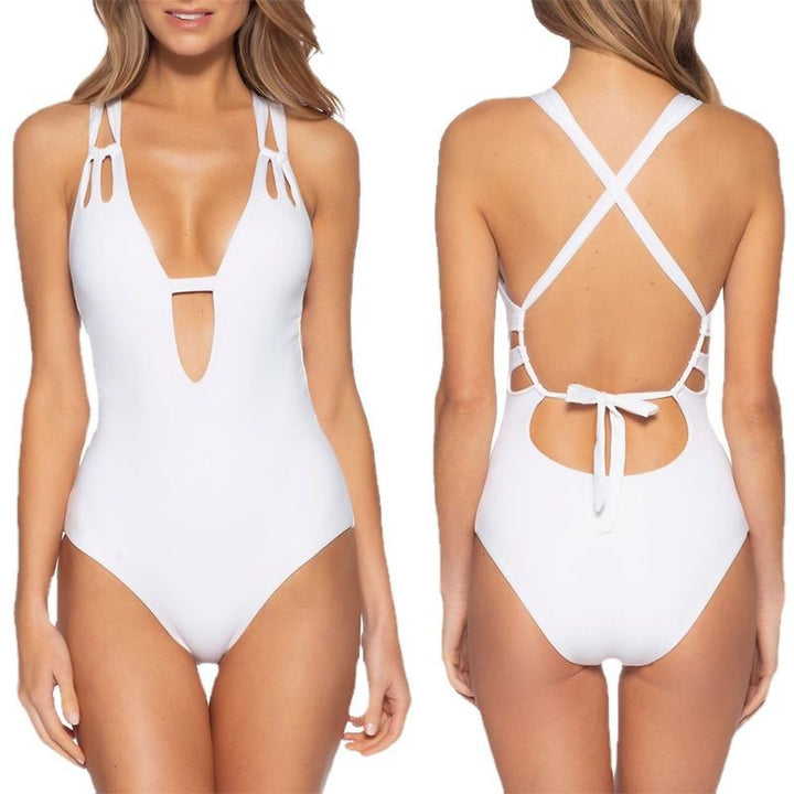 Women's Cut-Out Swimsuit with Fashionable Cross Straps Mune Fashion