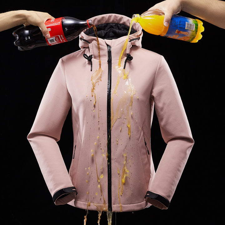 Women Tailored Softshell Jacket with Hood, windproof membrane and concealed zippers Mune Fashion