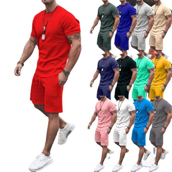 Men's fitted short sleeve shirt with reinforced shoulder seam and elastic drawstring bermuda made of stretch jersey Mune Fashion
