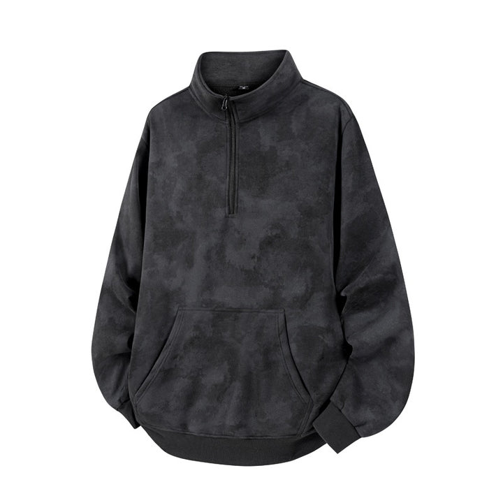 Unisex Oversize-Halfzip-Sweatshirt with Kangaroo Pocket and High Collar Mune Fashion