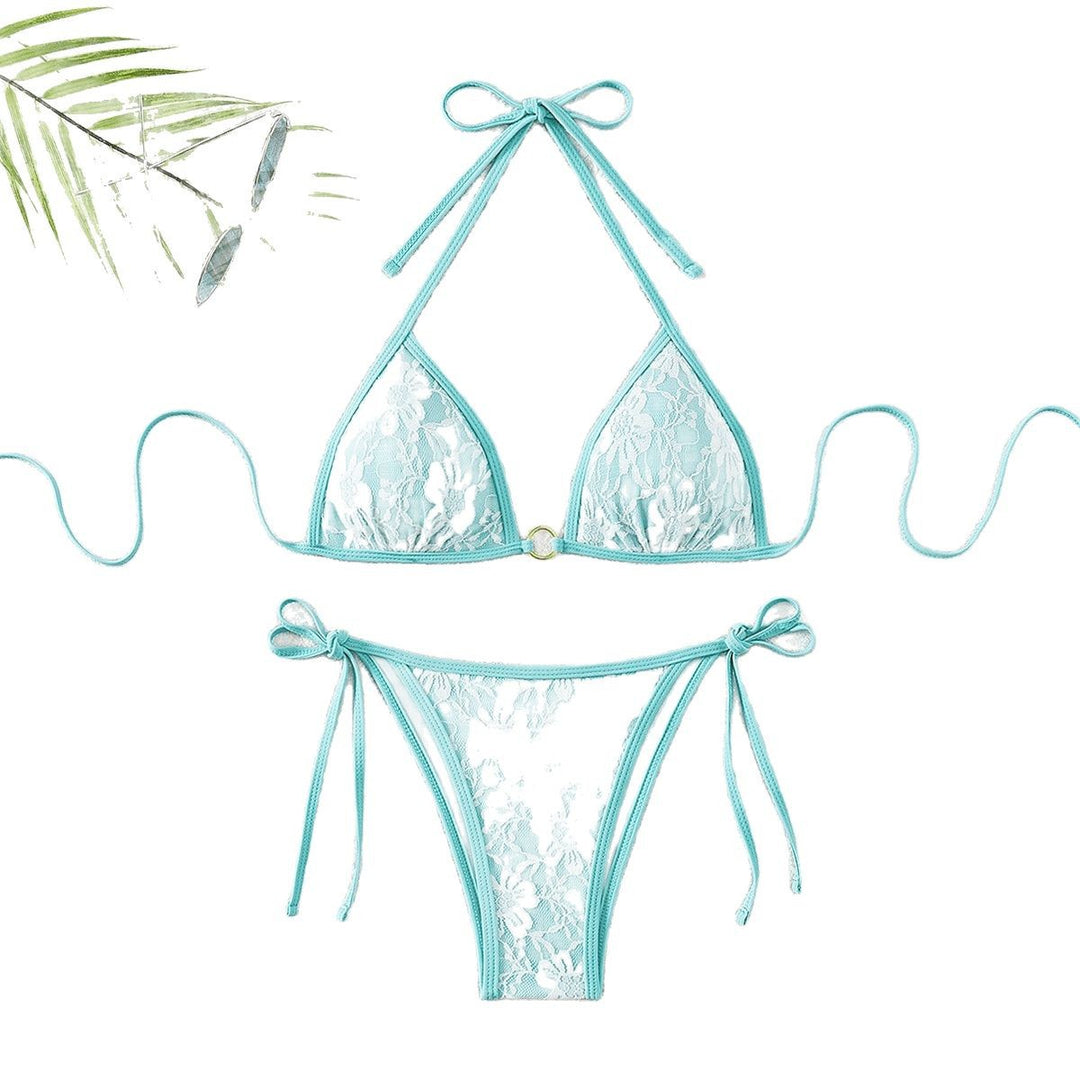 Women Lace Triangle Bikini with Refined Ties Mune Fashion