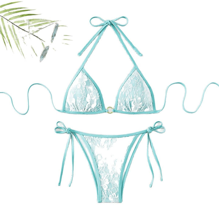 Women Lace Triangle Bikini with Refined Ties Mune Fashion