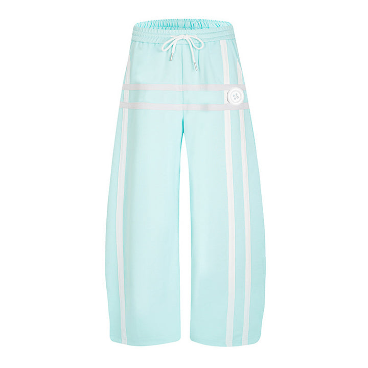 Ladies wide culotte sweatpants in palazzo style with comfort waistband, drawstring, and decorative waistband Mune Fashion