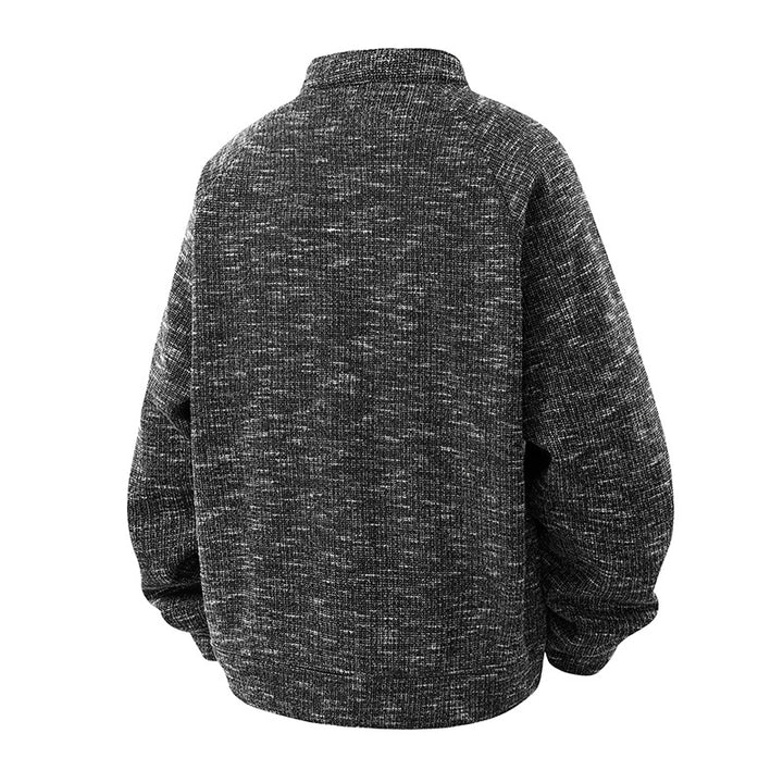 Men's Oversized Knit Bomber Jacket with Stand-Up Collar and Snap Closure Mune Fashion