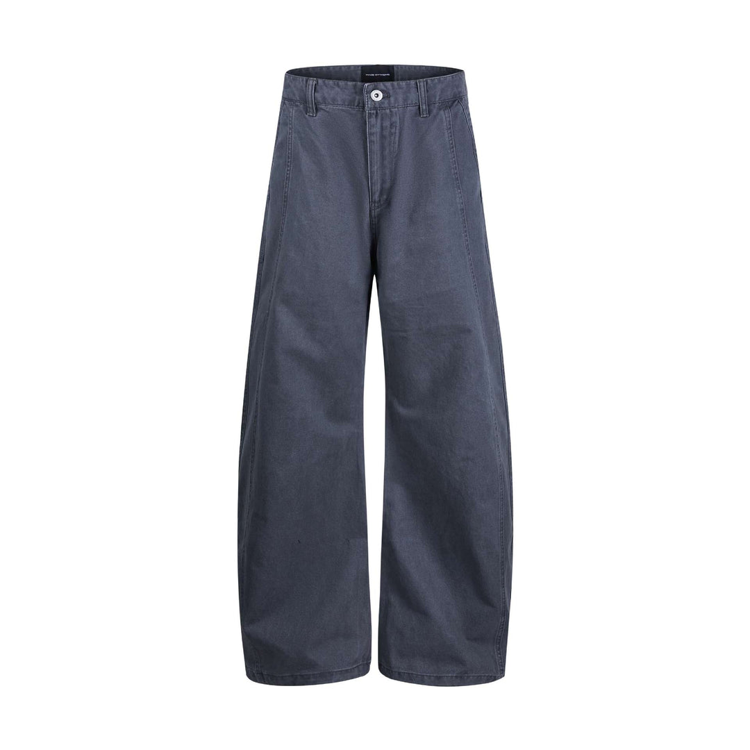 Women's wide ankle-length trousers with high waist made of cotton denim Mune Fashion