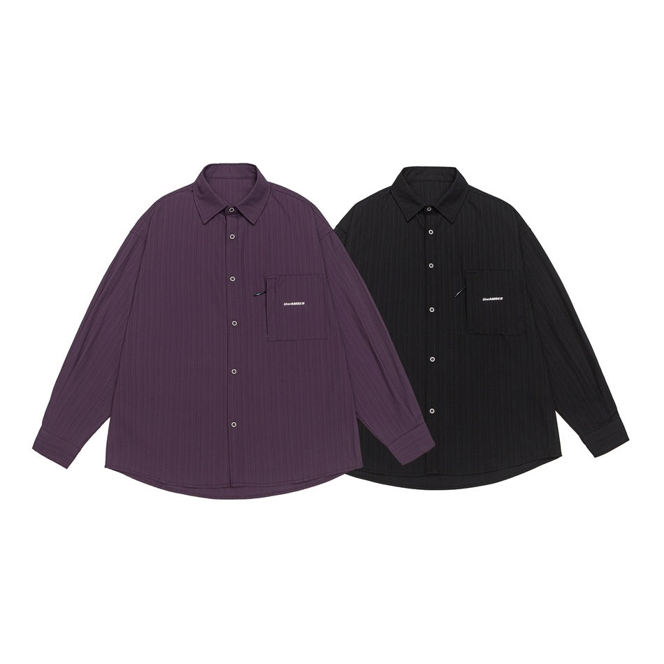 Unisex Oversize Shirt Jacket with structured ribbed look and patch breast pocket Mune Fashion