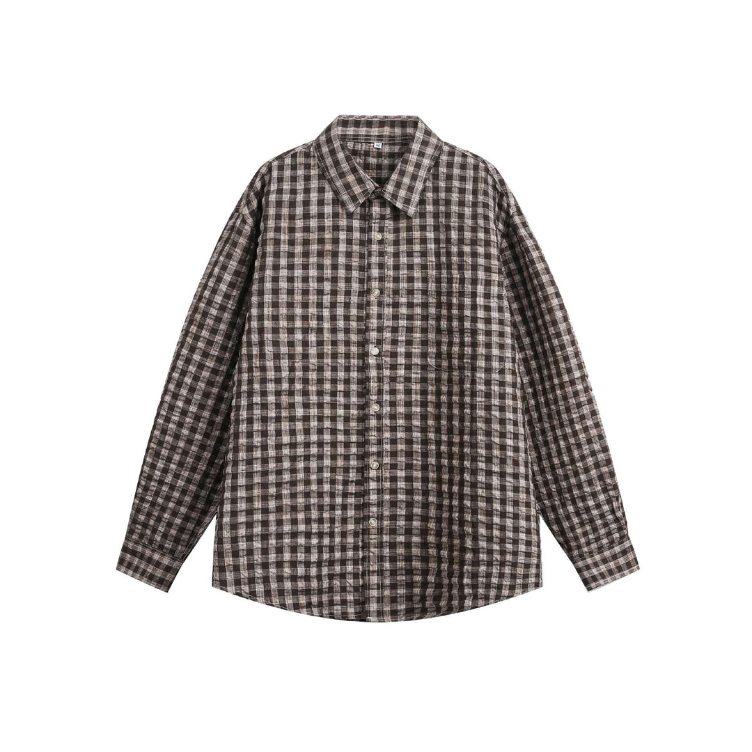 Unisex Oversized Checked Shirt Jacket with Pocket and Soft Textured Fabric Mune Fashion