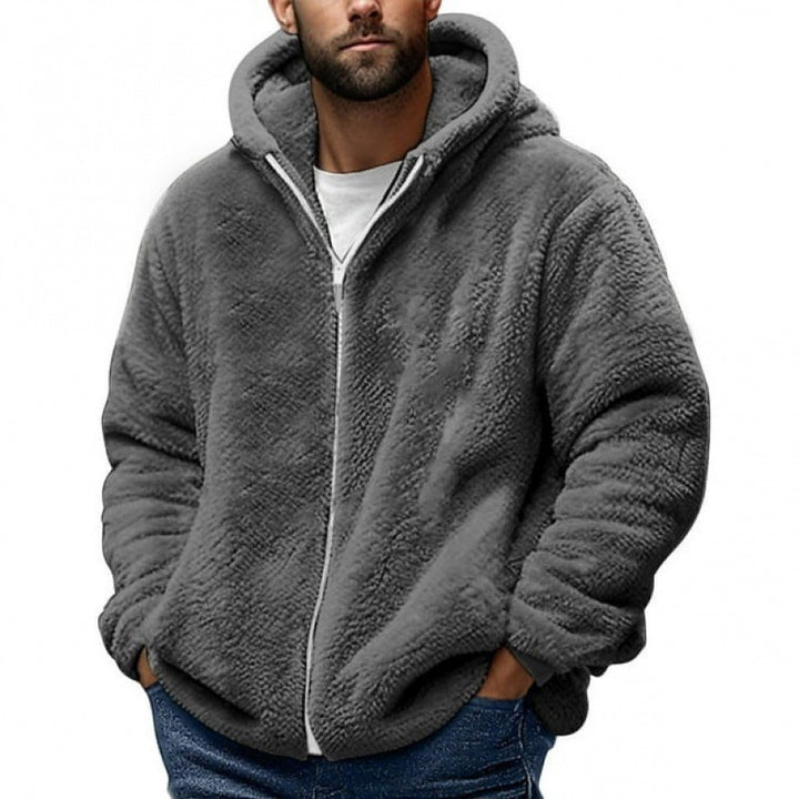 Men's Cozy Teddy Fleece Zip-Up Hoodie with Oversized Fit Mune Fashion