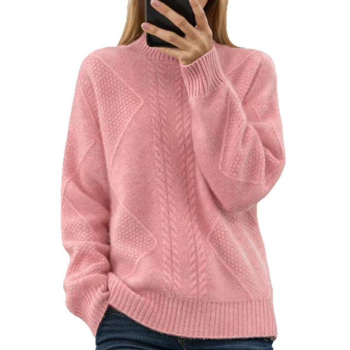 Women's structured oversized knit sweater with stand-up collar and ribbed cuffs Mune Fashion