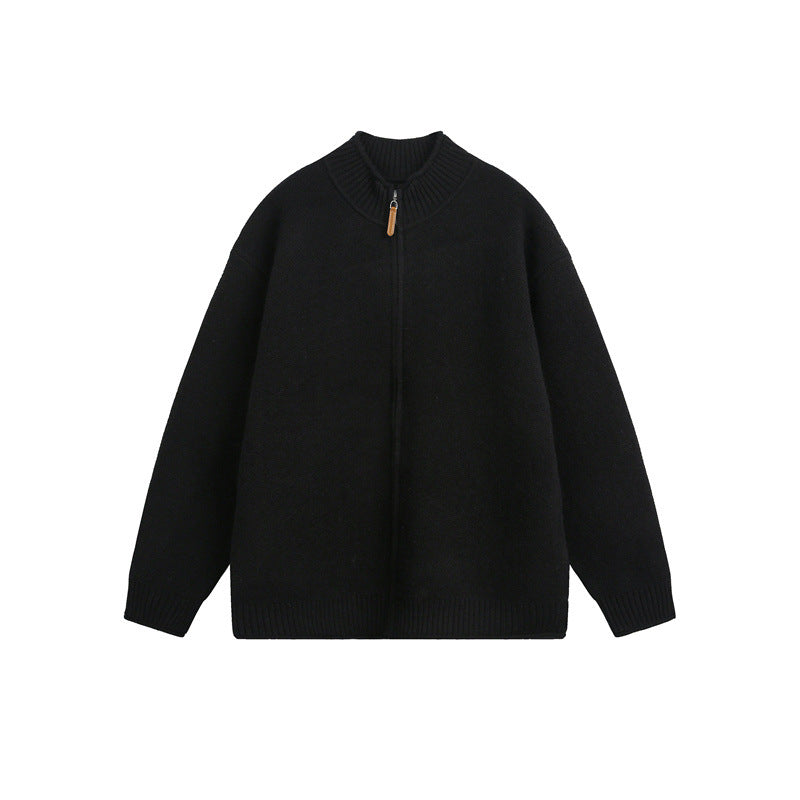 Unisex Knitted Zip Jacket with High Ribbed Collar and Oversized Cut Mune Fashion