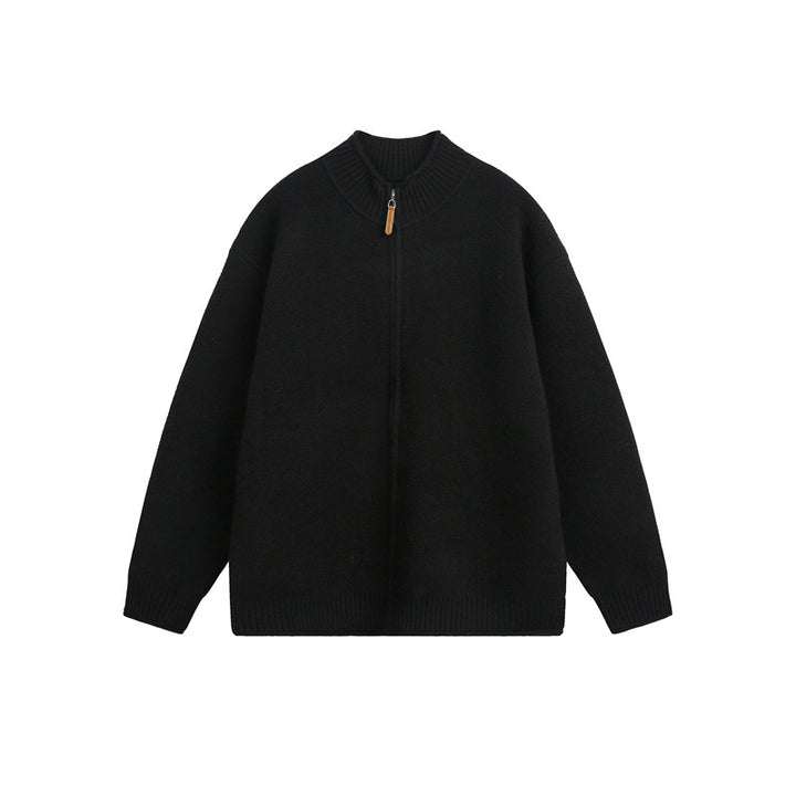 Unisex Knitted Zip Jacket with High Ribbed Collar and Oversized Cut Mune Fashion