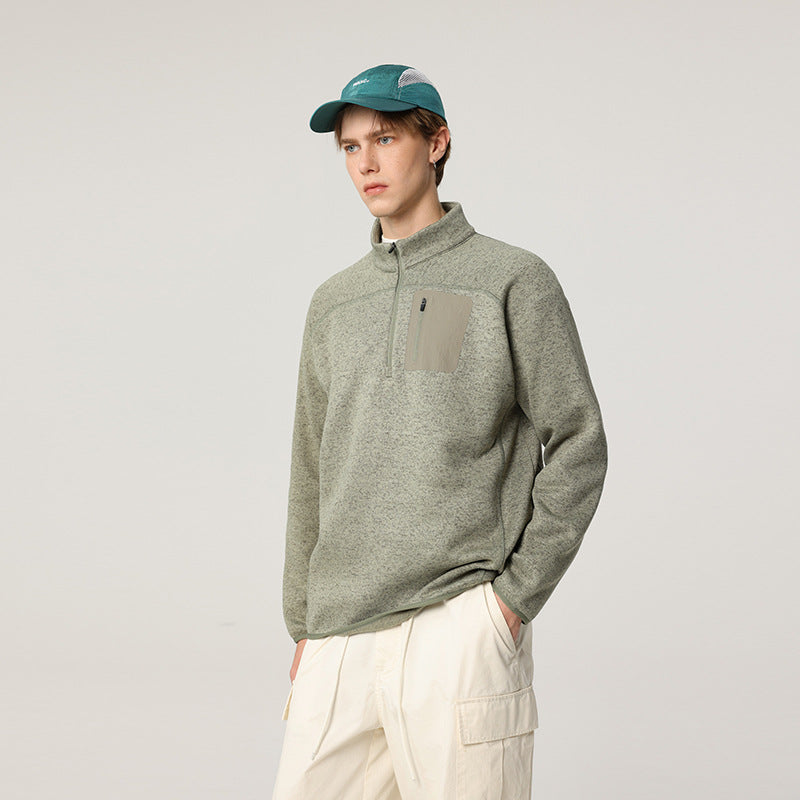 Herren Halbzip-Fleecepullover mit Brustreißverschlusstasche und Stehkragen Mune Fashion