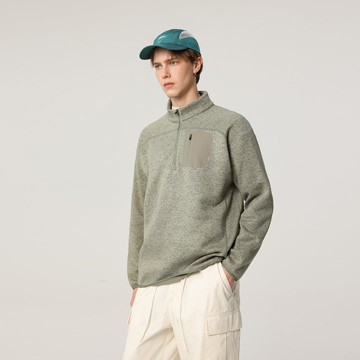 Herren Halbzip-Fleecepullover mit Brustreißverschlusstasche und Stehkragen Mune Fashion