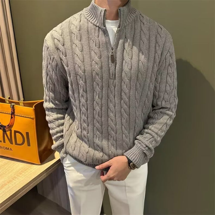 Men's chunky knit sweater with high collar and zipper Mune Fashion