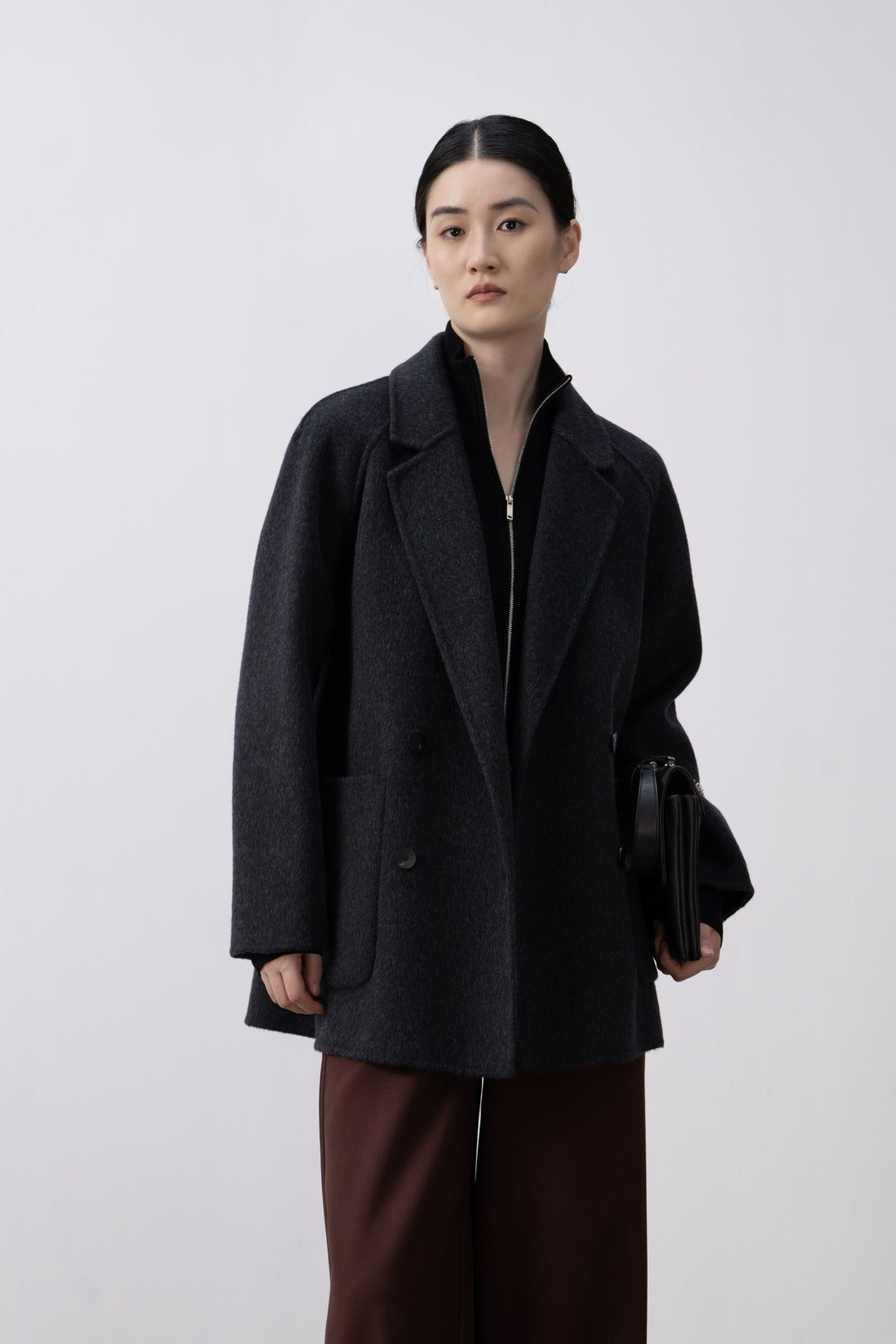 Women's Double-Breasted Wool Blend Blazer Mune Fashion