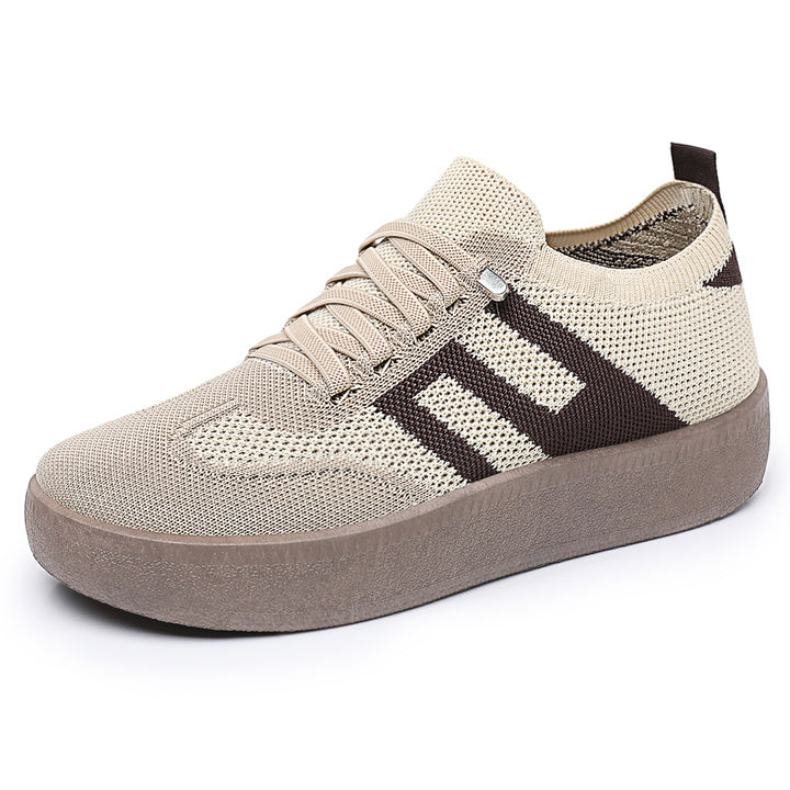 Women’s knitted slip-on platform sneakers with elastic sock shaft, decorative stripe, and cushioning EVA lightweight sole Mune Fashion