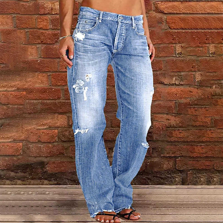 Women wide ripped jeans with high waist Relaxed Fit and frayed hem Mune Fashion