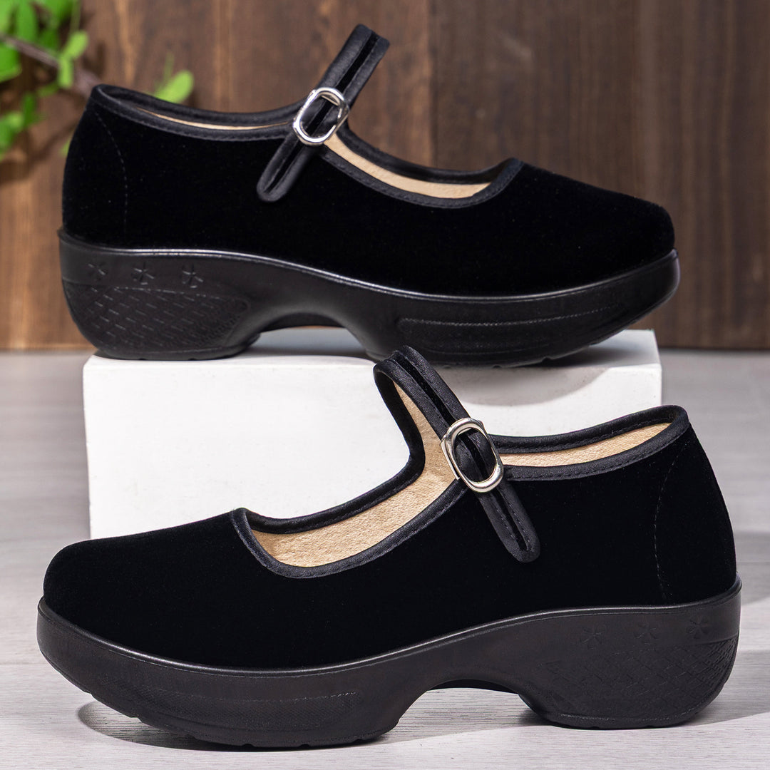 Women's nan Mary-Jane comfort slipper with adjustable strap, orthopedically inspired wedge insole and grippy lightweight profile sole Mune Fashion