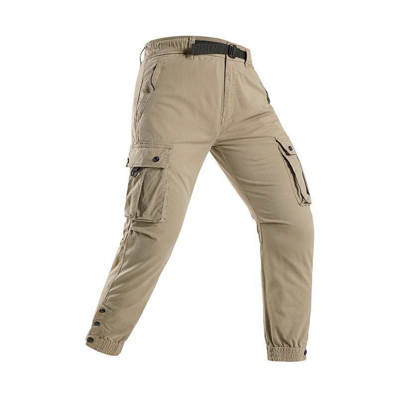 Herren Konisch geschnittene Utility‑Cargohose mit Tunnelzugbund, integriertem Gürtel und Mehrfachtaschen Mune Fashion