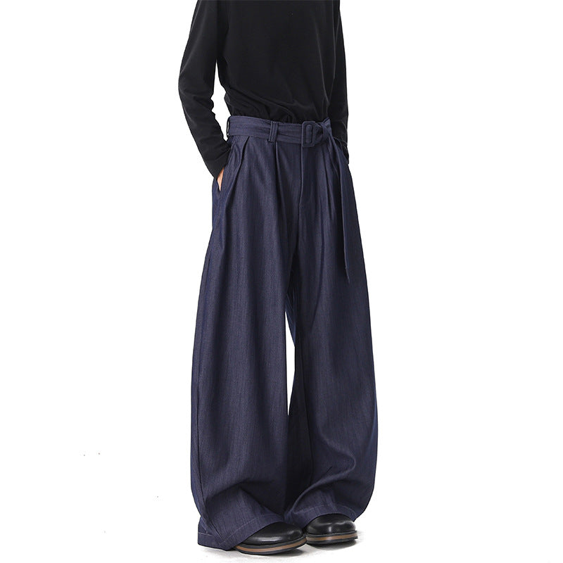 Women Wide Paperbag Pants with High Waist, Pleats and Waist Belt Mune Fashion