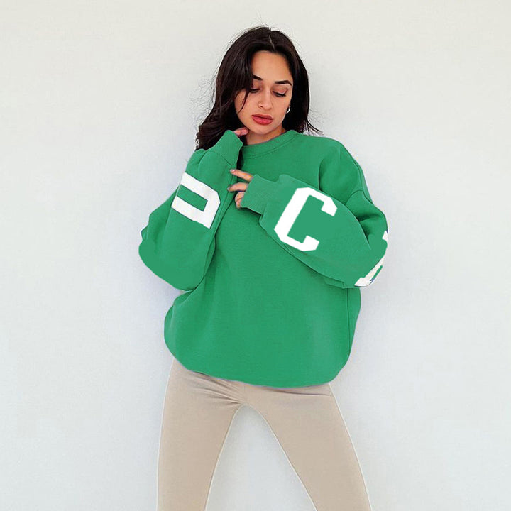 Damen Oversize-Sweatshirt mit College-Print und Raglanärmeln Mune Fashion