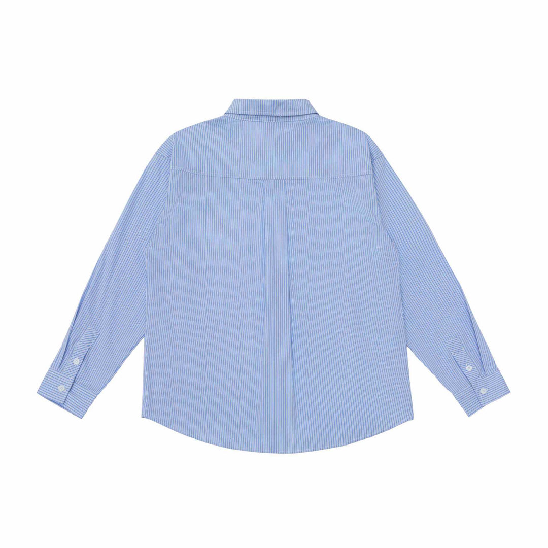 Unisex Oversize Striped Shirt with Stitch Detail and Kent Collar Mune Fashion