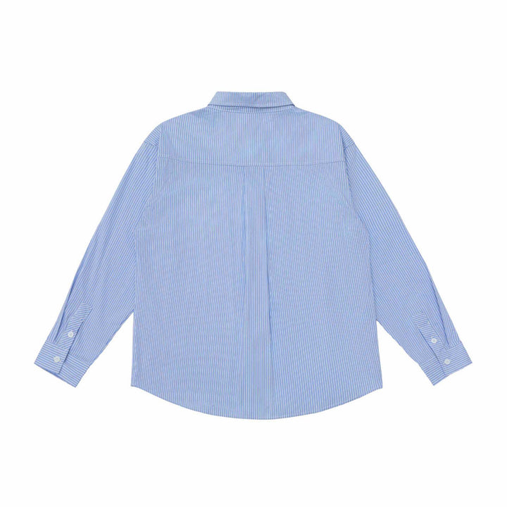 Unisex Oversize Striped Shirt with Stitch Detail and Kent Collar Mune Fashion