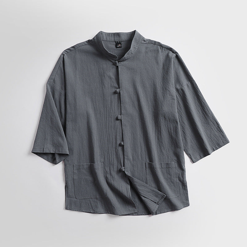 Unisex Locker cut Linen-Cotton Jacket with Stand Collar Mune Fashion