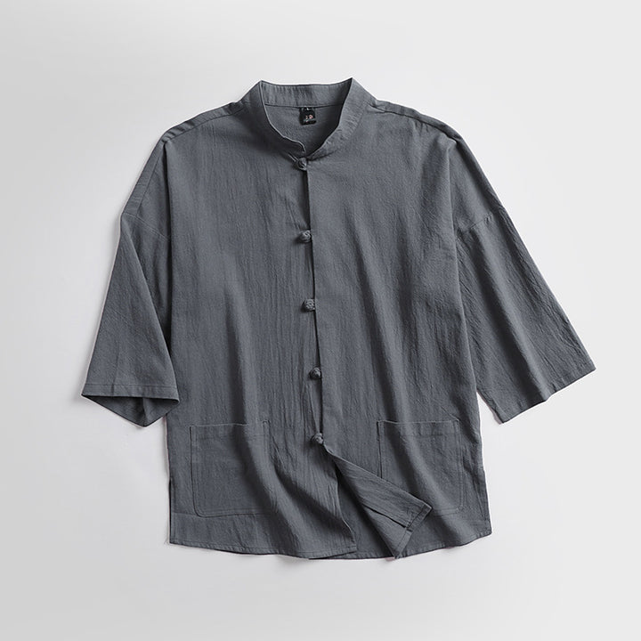 Unisex Locker cut Linen-Cotton Jacket with Stand Collar Mune Fashion