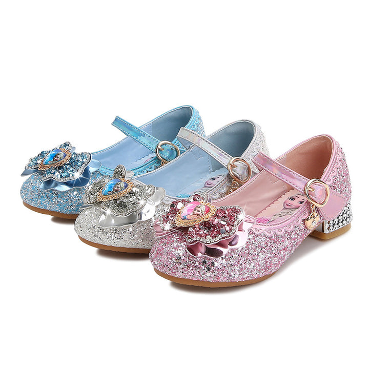 Girls Festive Glitter Ballerinas with Flower Appliqué Mune Fashion