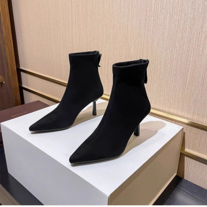 Women's fashionable pointed ankle boots with high heels Mune Fashion