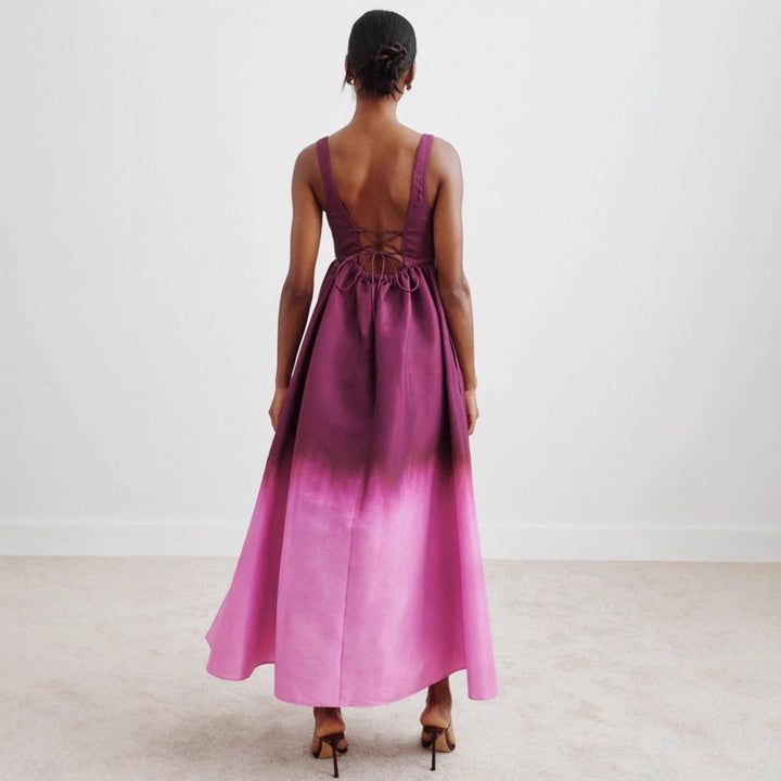 Women’s shaping bustier maxi dress with empire seam and voluminous flared skirt Mune Fashion