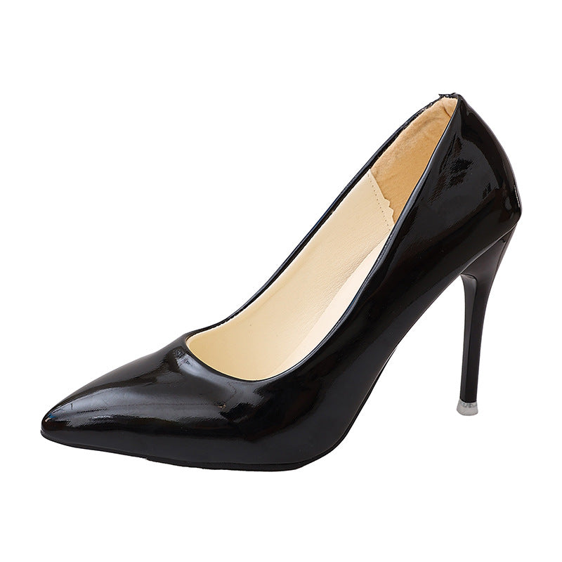 Ladies Elegant Patent Pumps with Pointed Toe, Padded Comfort Sole and Slim Stiletto Heel