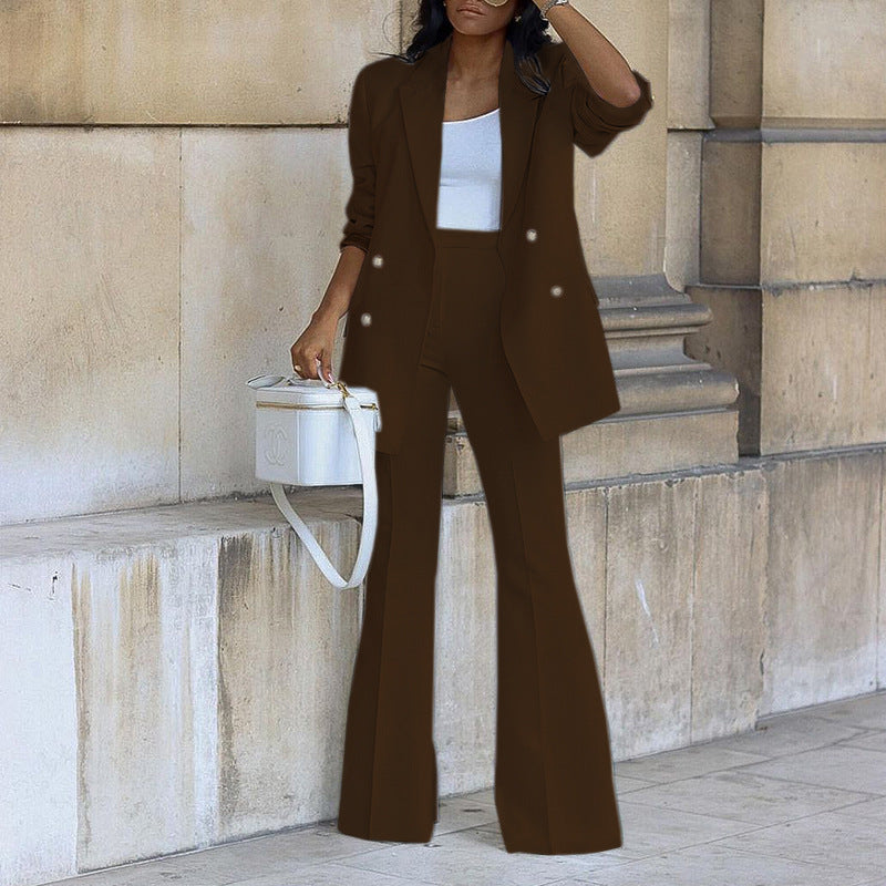 Women's Two-Piece Tailoring Set with Oversized Blazer and High-Waist Flared Pants Mune Fashion