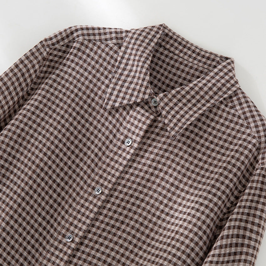 Women Checked Oversized Shirt Blouse with Continuous Button Placket Mune Fashion