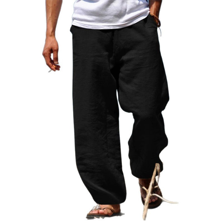 Men's Breezy Beach Pants in Baggy Cut made of Linen Blend with Drawstring Mune Fashion