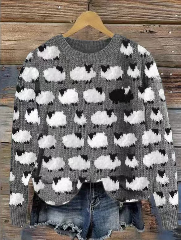 Women's Norwegian sweater made of wool blend with round neck and traditional Fair Isle yoke Mune Fashion