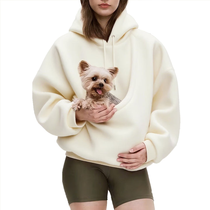 Women’s Oversize Sherpa Hoodie with Integrated Pet Pocket Design Mune Fashion