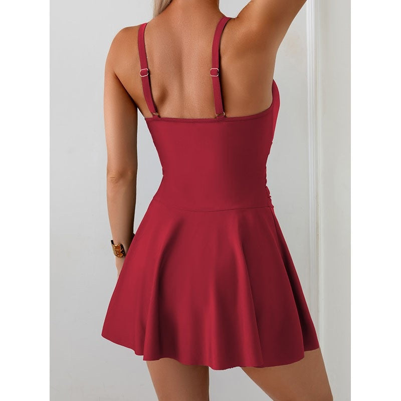 Women Elegant Swimsuit with Wrap Skirt Mune Fashion