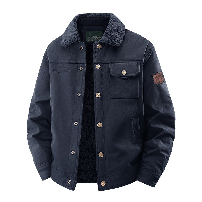 Men's quilted canvas worker jacket with teddy collar, thermal lining, and multiple pockets Mune Fashion