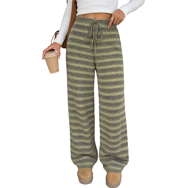Women Striped Knit Pants Mune Fashion