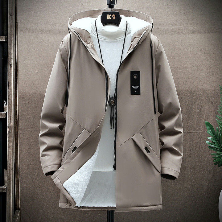 Men's padded parka with teddy lining, hood and concealed two-way zipper Mune Fashion