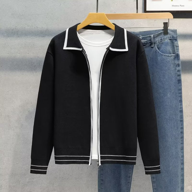 Women's Fashionable Zip-Up Cardigan with Contrast Details Mune Fashion