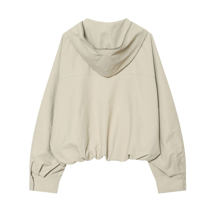 Women's cropped hoodie with a full zipper, raglan sleeves, and gathered hem Mune Fashion