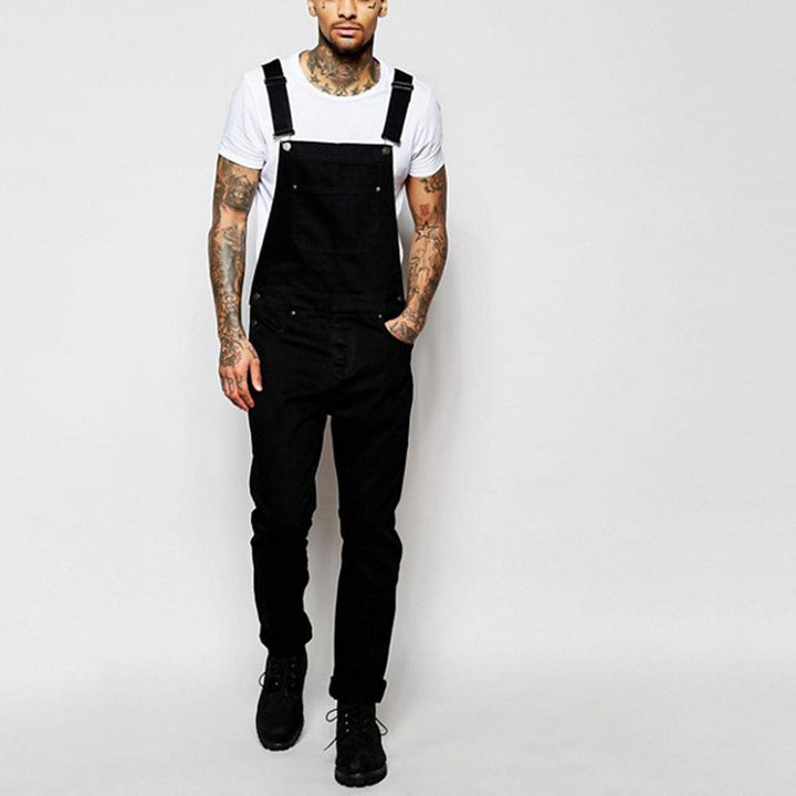 Men's Casual Denim Overalls with Adjustable Straps and Modern Fit Mune