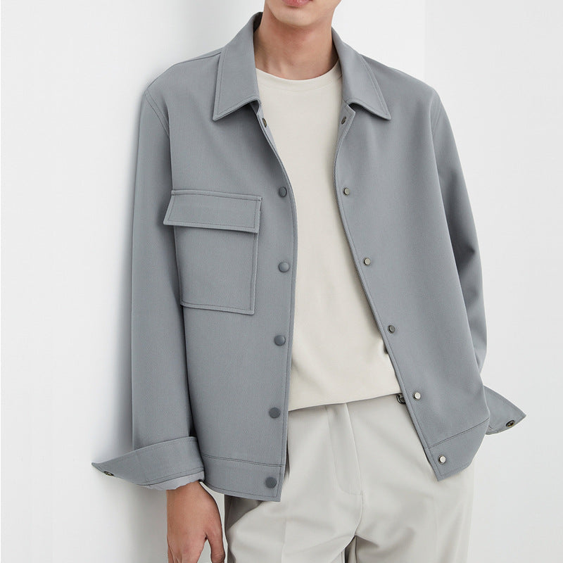 Men's Oversized Utility Jacket with Patch Chest Pocket and Snap Placket Mune Fashion