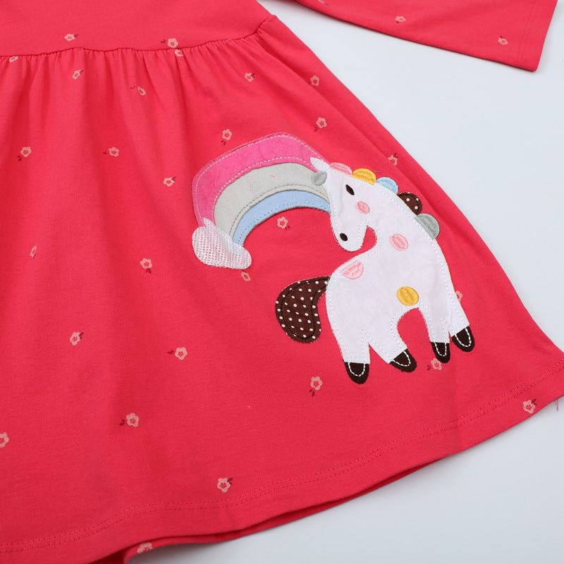 Girl Long Sleeve Dress with Enchanting Unicorn Design Mune Fashion