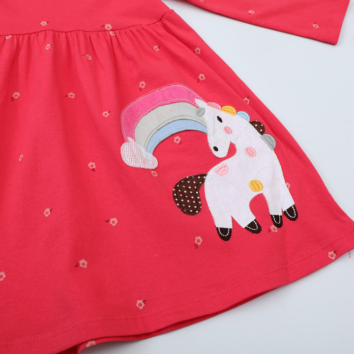 Girl Long Sleeve Dress with Enchanting Unicorn Design Mune Fashion