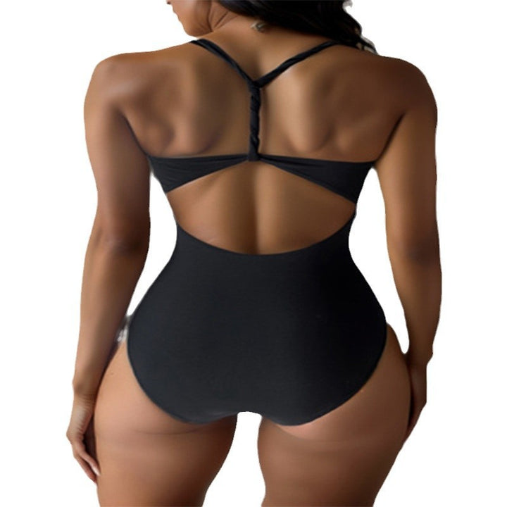 Women's One-Piece Swimsuit with Deep V-Neck and Side Cut-Outs Mune Fashion
