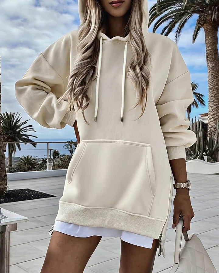 Women's Casual Hoodie with Side Zipper Mune Fashion